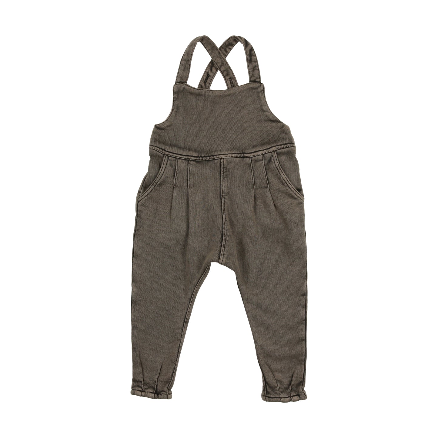 KIN & KIN TAUPE DENIM FRENCH TERRY SUSPENDER PANT