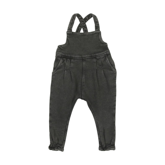 KIN & KIN BLACK DENIM FRENCH TERRY SUSPENDER PANT