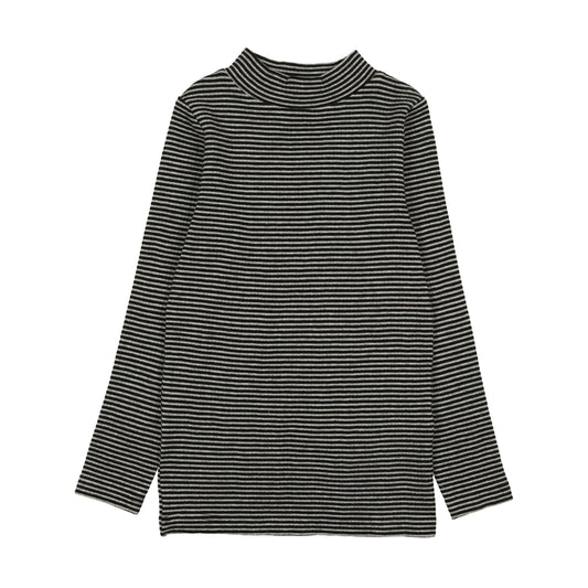 KIN & KIN LIGHT GREY/BLACK STRIPE MOCK NECK