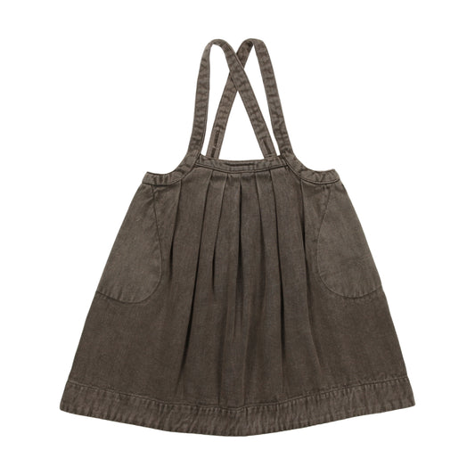 KIN & KIN TAUPE DENIM SUSPENDER SKIRT