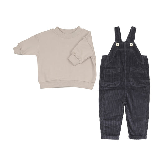 KIN & KIN NAVY CORDUROY OVERALLS SET