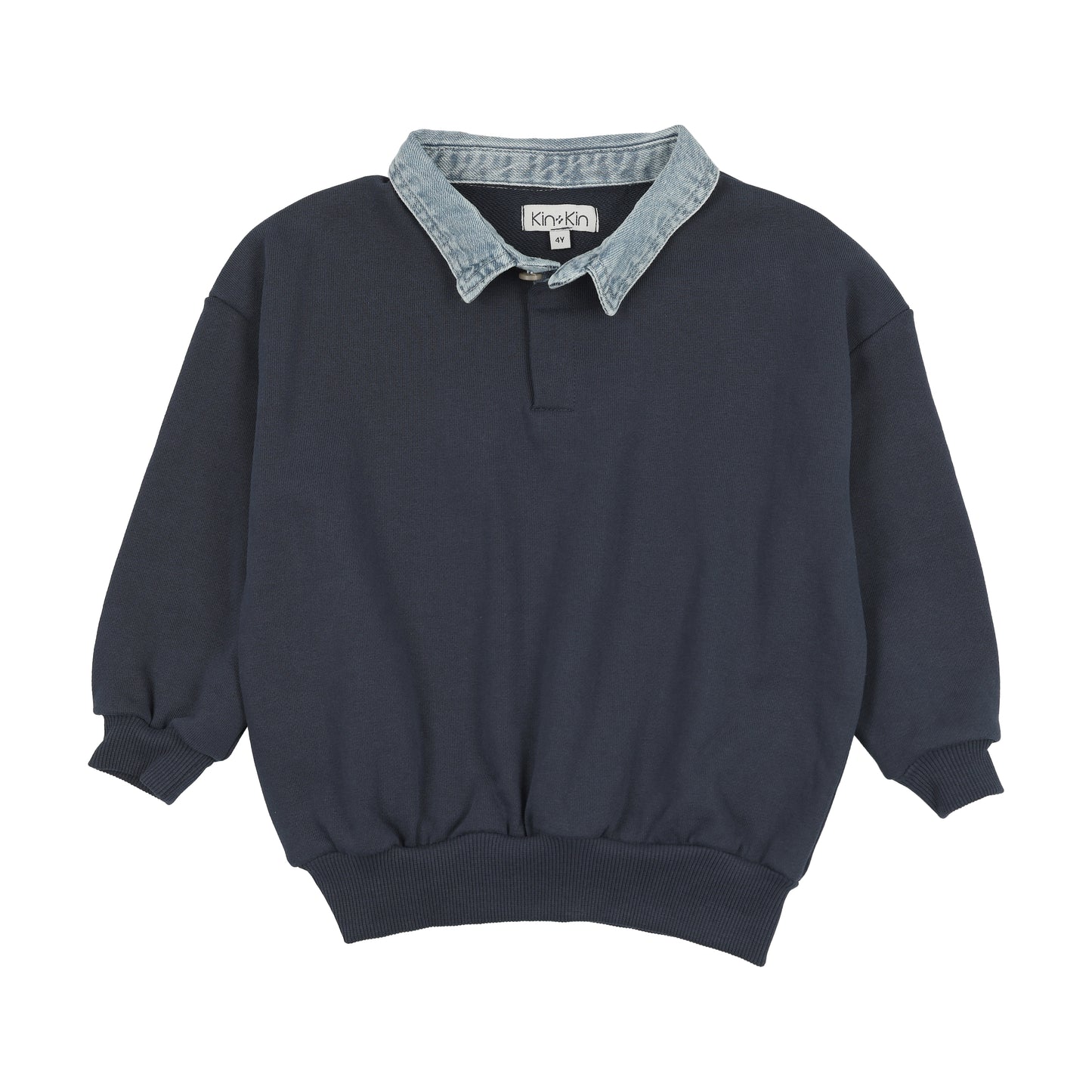 KIN & KIN NAVY CONTRAST COLLAR OVERSIZED SWEATSHIRT