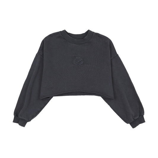 KIN & KIN NAVY WASH CROPPED SWEATSHIRT