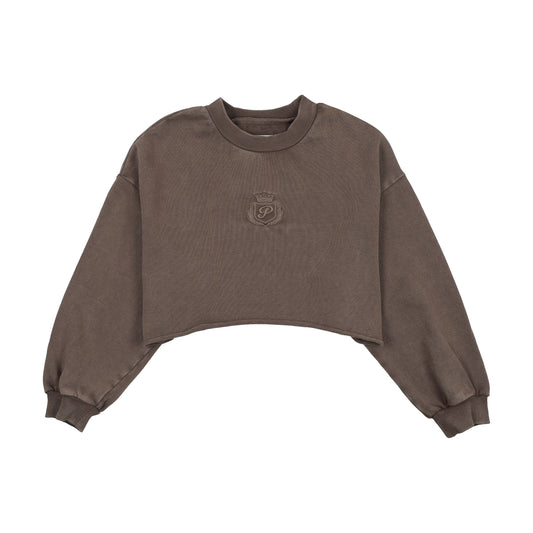 KIN & KIN CHESTNUT WASH CROPPED SWEATSHIRT
