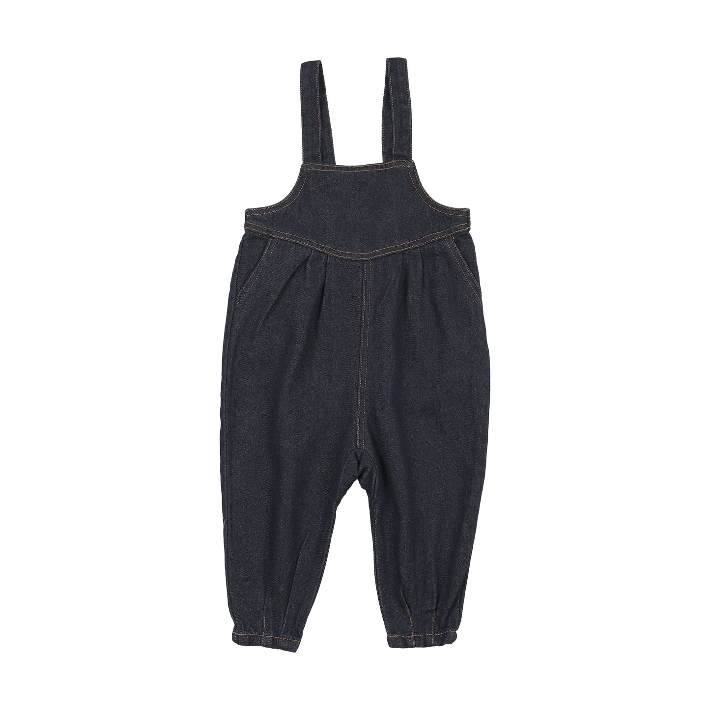 KIN & KIN BLUE WASH GATHERED OVERALLS