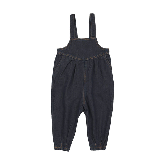 KIN & KIN BLUE WASH GATHERED OVERALLS