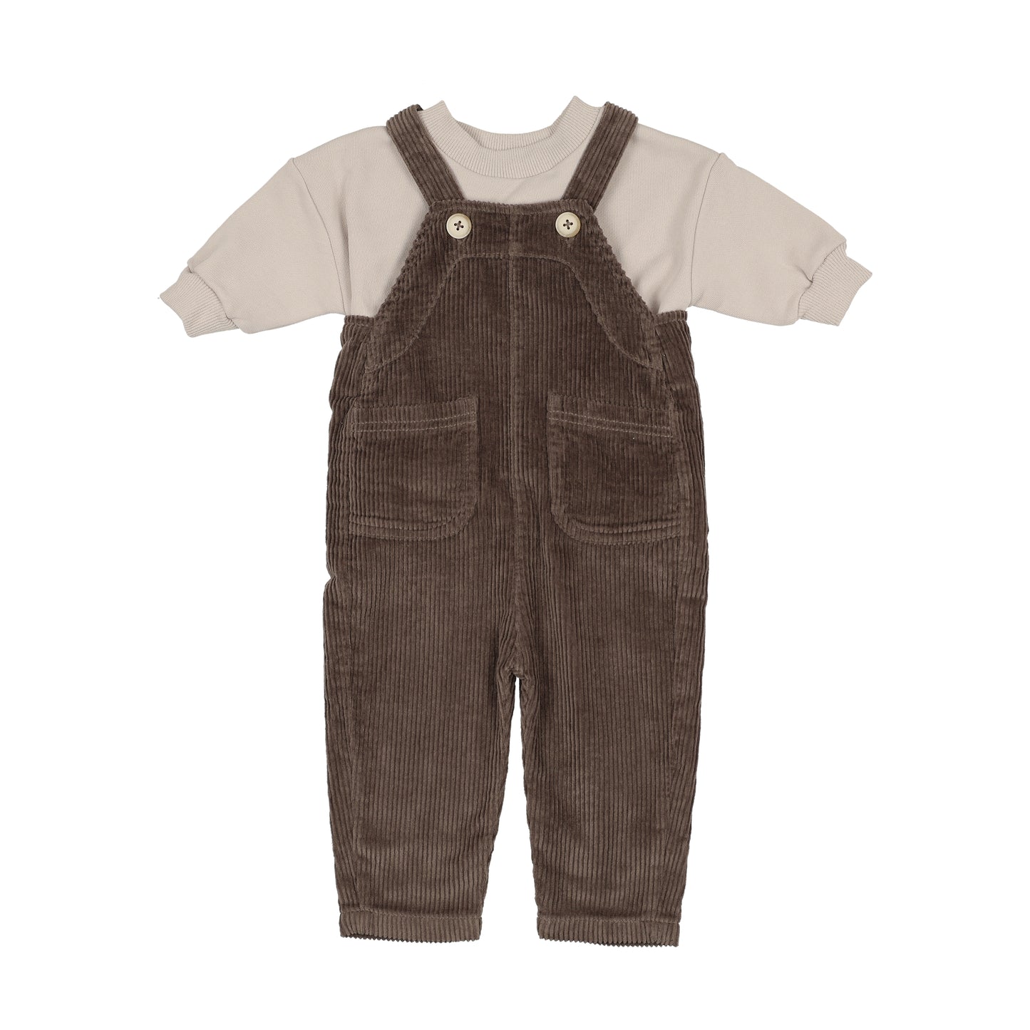 KIN & KIN CHESTNUT CORDUROY OVERALLS SET