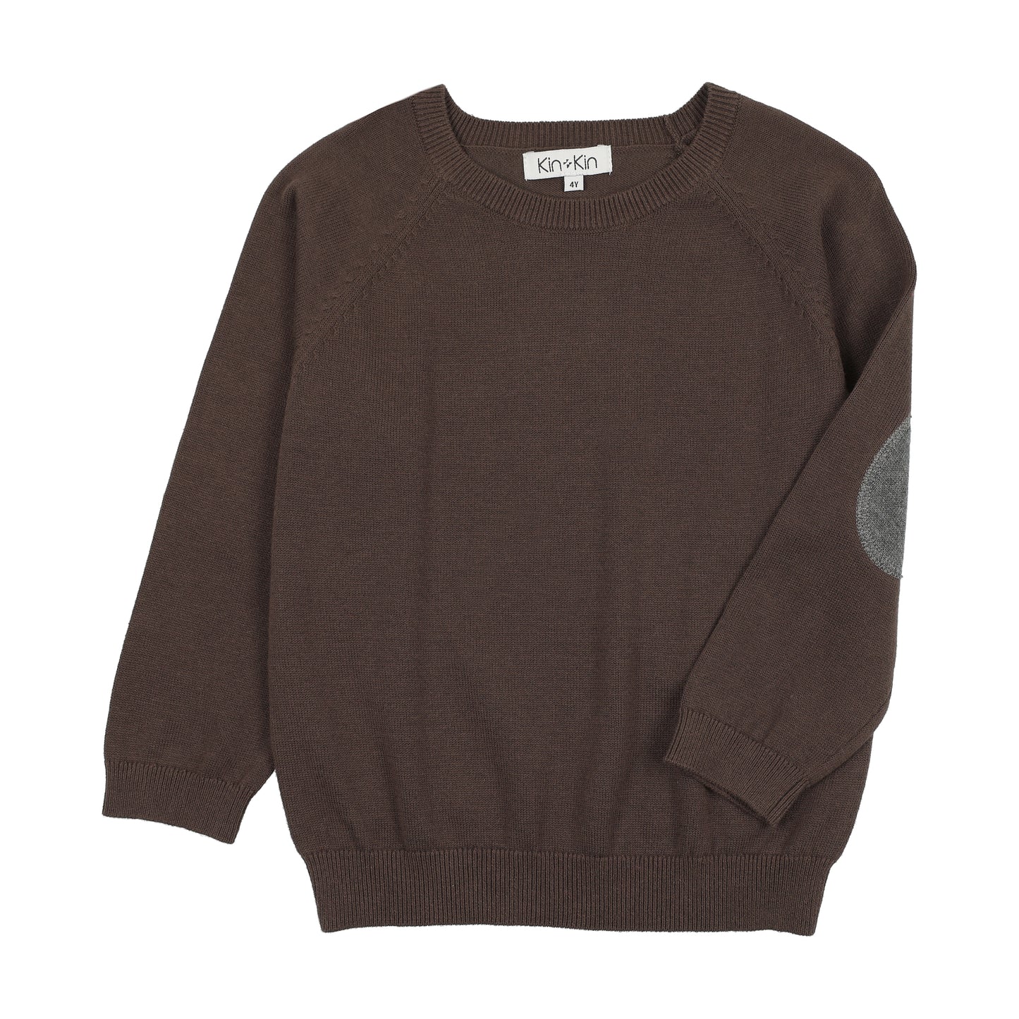 KIN & KIN BROWN/GREY PATCH SLEEVE SWEATER