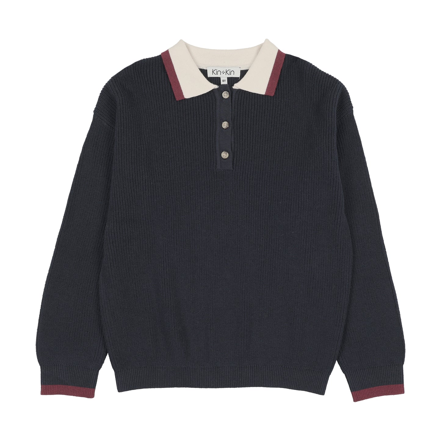 KIN & KIN NAVY/SAND KNIT POLO SWEATER