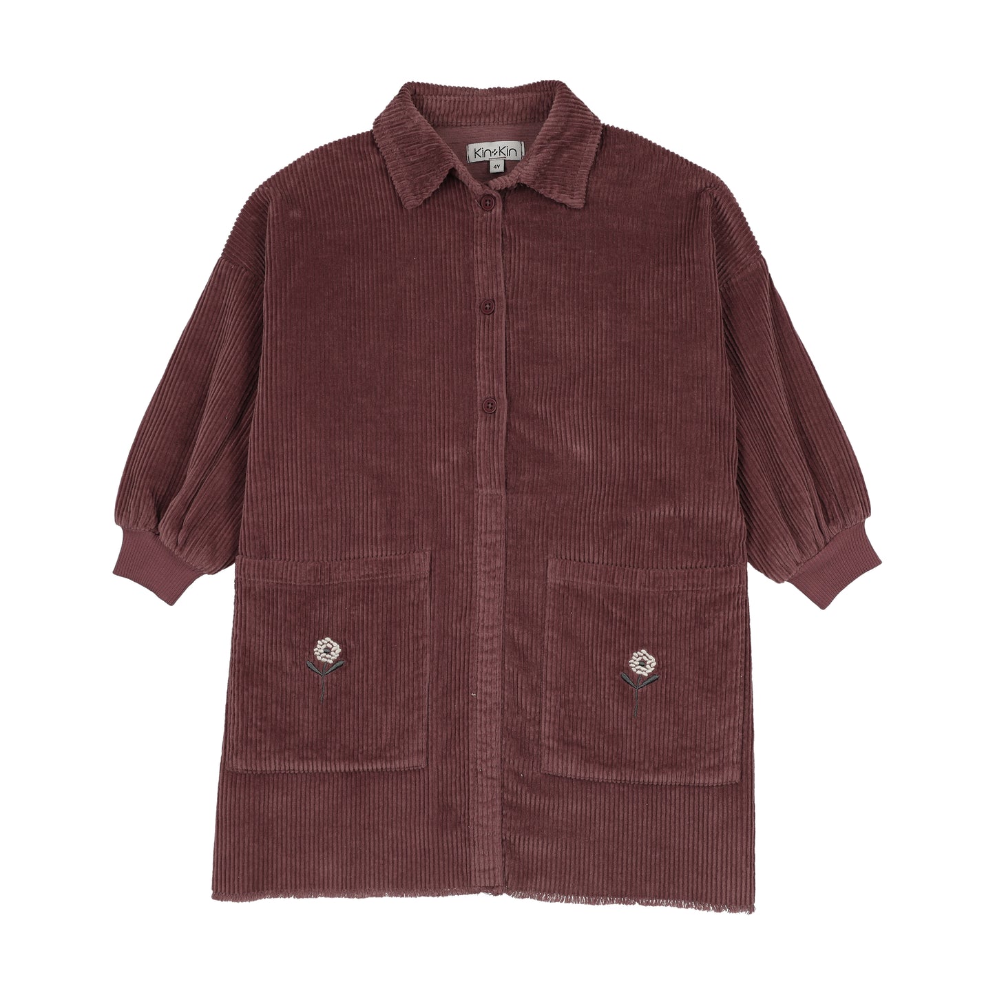 KIN & KIN MAUVE CORDUROY POCKET SHIRT DRESS