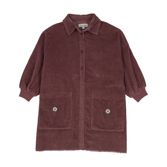 KIN & KIN MAUVE CORDUROY POCKET SHIRT DRESS