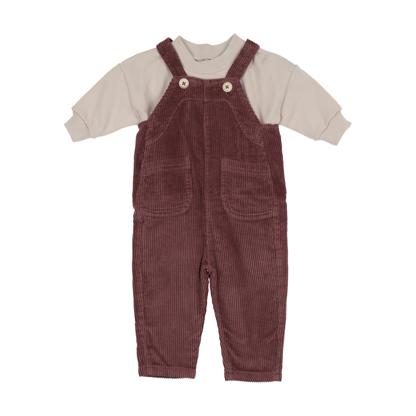 KIN & KIN MAUVE CORDUROY OVERALLS SET