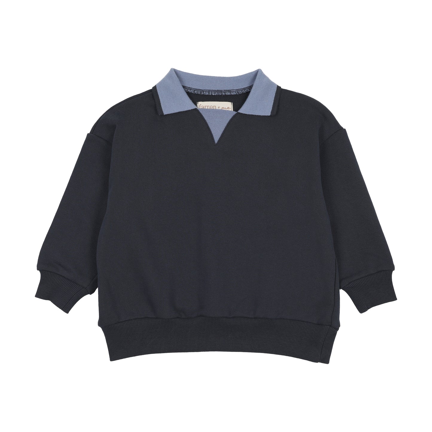 FARREN + ME NAVY CONTRAST COLLAR POLO