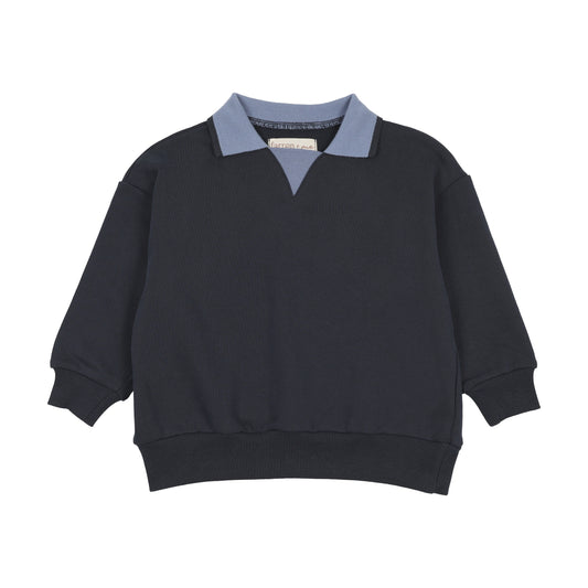 FARREN + ME NAVY CONTRAST COLLAR POLO