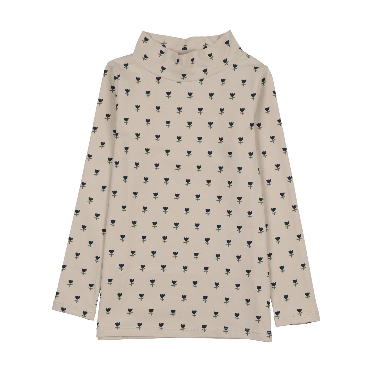 KIN & KIN BLUE TULIP PRINT MOCKNECK T-SHIRT