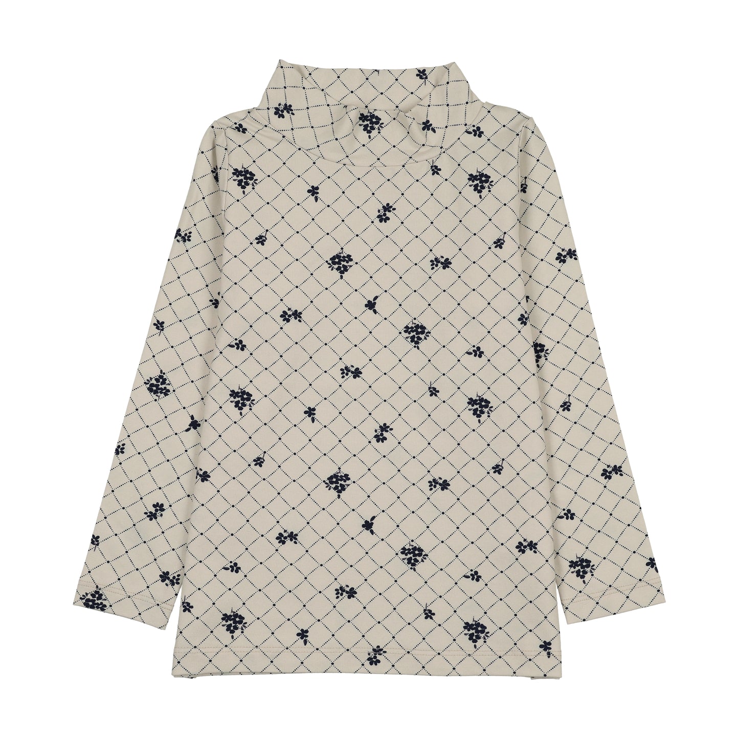 KIN & KIN NAVY FLORAL MOCKNECK T-SHIRT