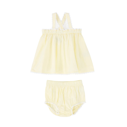 KIPP PALE YELLOW GATHERED BLOOMER SET