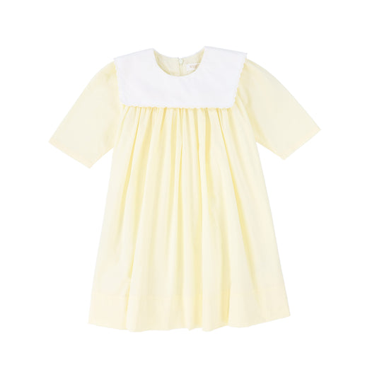 KIPP PALE YELLOW BIB COLLAR HIGH WAIST DRESS