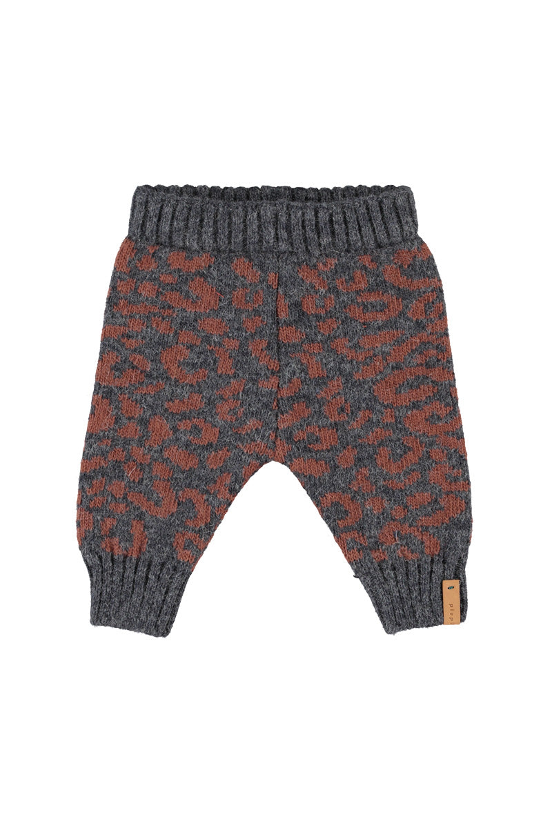 PIUPIUCHICK GREY ANIMAL PRINT KNIT PANTS