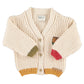 PIUPIUCHICK ECRU COLORBLOCK KNIT CARDIGAN