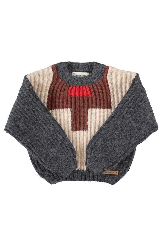 PIUPIUCHICK GREY COLORBLOCK KNIT SWEATER