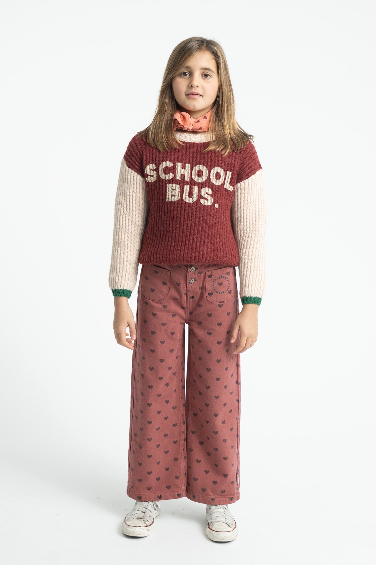 PIUPIUCHICK ECRU COLORBLOCK WORDED KNIT SWEATER