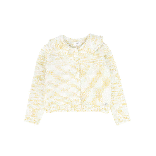 NICOLE MILLER MULTI COLOR KNIT RUFFLE COLLAR CARDIGAN [FINAL SALE]