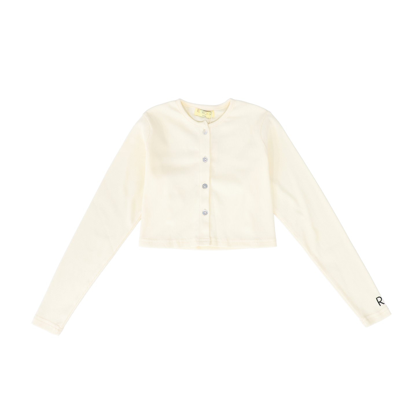 RETRO KID CREAM RIBBED CROPPED CARDIGAN