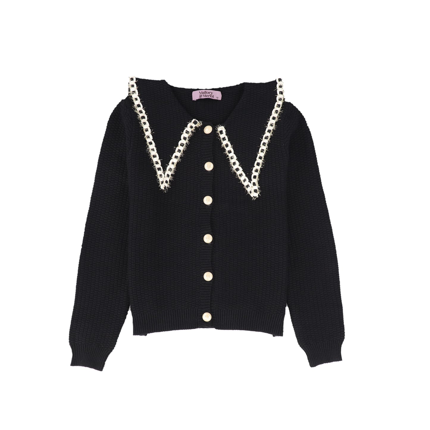 MALLORY AND MERLOT BLACK WEAVE KNIT COLLARED CARDIGAN [FINAL SALE]