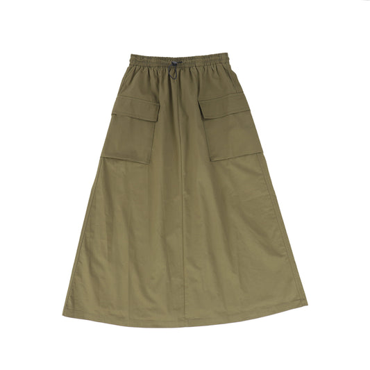 VIBE OLIVE GREEN POPLIN POCKET SKIRT