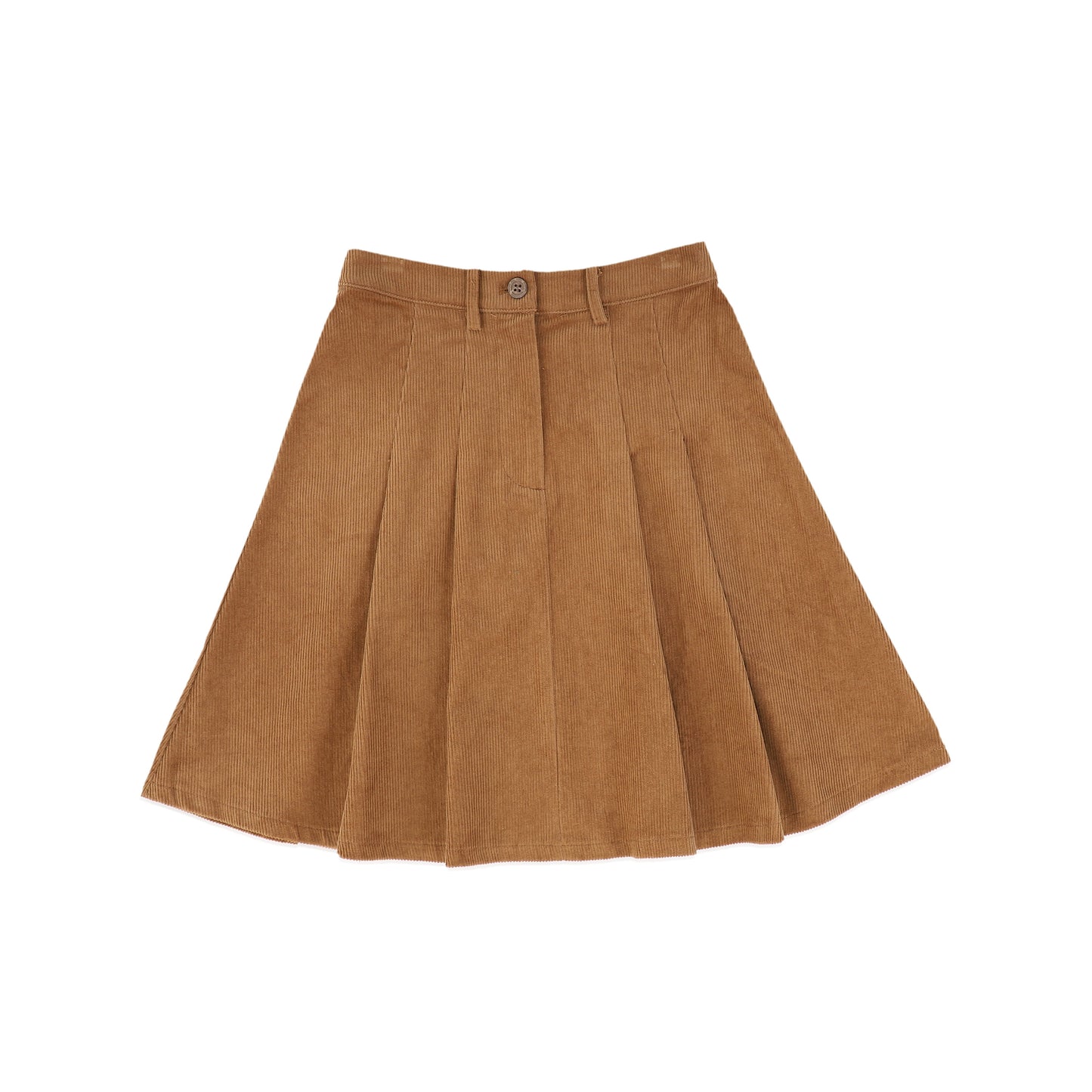 HELLO YELLOW CAMEL CORDUROY FRONT PLEAT SKIRT