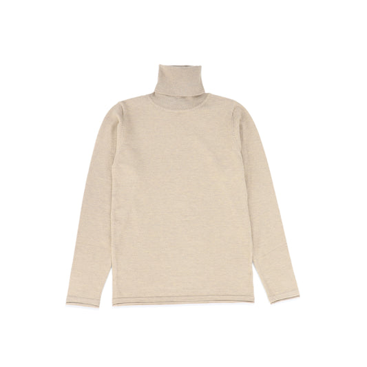 LILOU OATMEAL FITTED FLAT KNIT TURTLENECK