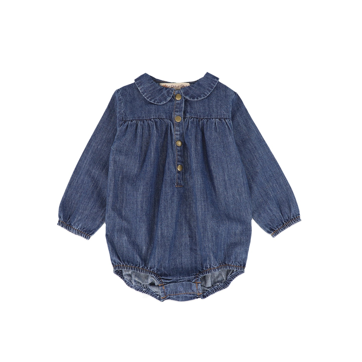 PHIL AND PHOEBE BLUE DENIM COLLARED ROMPER