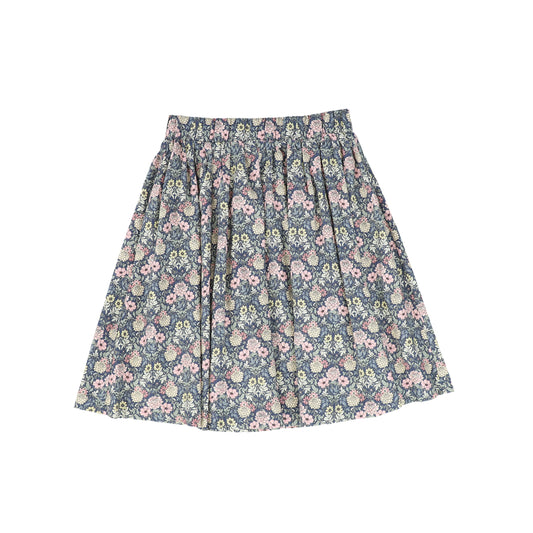 ONE CHILD PINK/YELLOW PASTEL FLORAL PLEATED SKIRT [FINAL SALE]