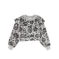 PETITE AMALIE GREY/BLACK FLORAL CROPPED SWEATSHIRT [FINAL SALE]