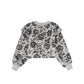 PETITE AMALIE GREY/BLACK FLORAL CROPPED SWEATSHIRT [FINAL SALE]