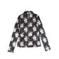 PETITE AMALIE BLACK/BEIGE FLOWER PRINT VELVET TOP