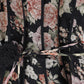 PETITE AMALIE BLACK/PINK FLORAL LINEN PANEL PUFF SLEEVE DRESS [FINAL SALE]