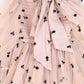 PETITE AMALIE PINK/BLACK VELVET FLOWER PRINT TULLE DRESS [FINAL SALE]