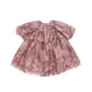 PETITE AMALIE PINK FLORAL TULLE TEIRED PUFF SLEEVE DRESS [FINAL SALE]