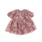 PETITE AMALIE PINK FLORAL TULLE TEIRED PUFF SLEEVE DRESS [FINAL SALE]