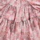 PETITE AMALIE PINK FLORAL TULLE TEIRED PUFF SLEEVE DRESS [FINAL SALE]