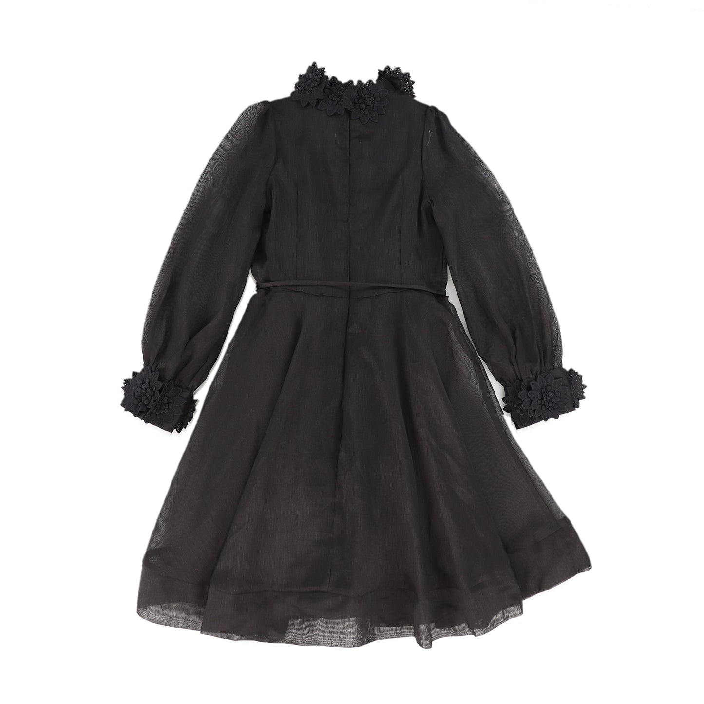 PETITE AMALIE BLACK FLOWER APPLIQUE TRIM DRESS [FINAL SALE]