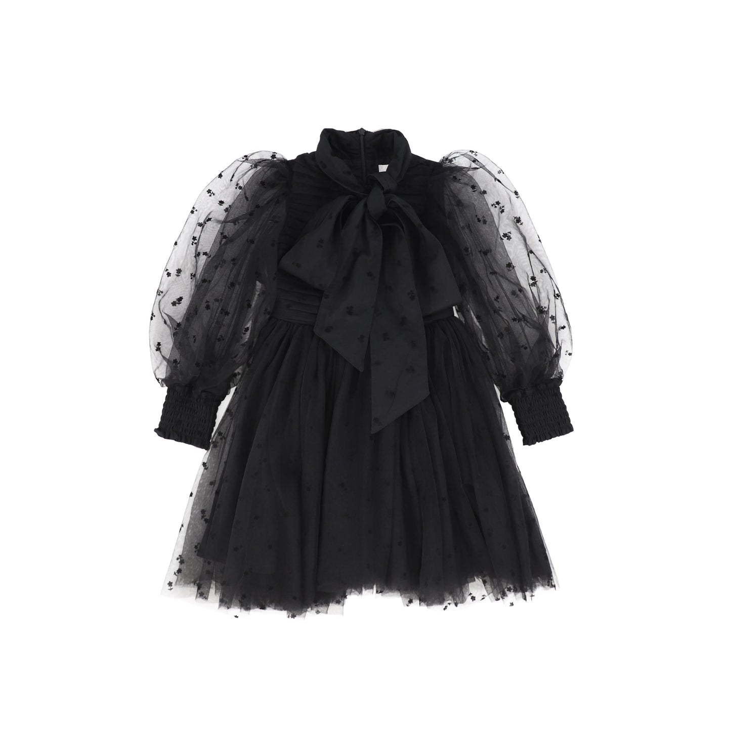 PETITE AMALIE BLACK VELVET FLOWER PRINT TULLE DRESS [FINAL SALE]