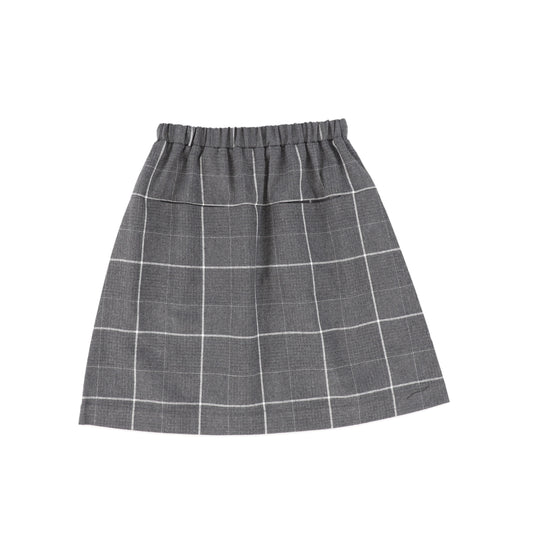 BE FOR ALL GREY CHECKED FLARE SKIRT [FINAL SALE]