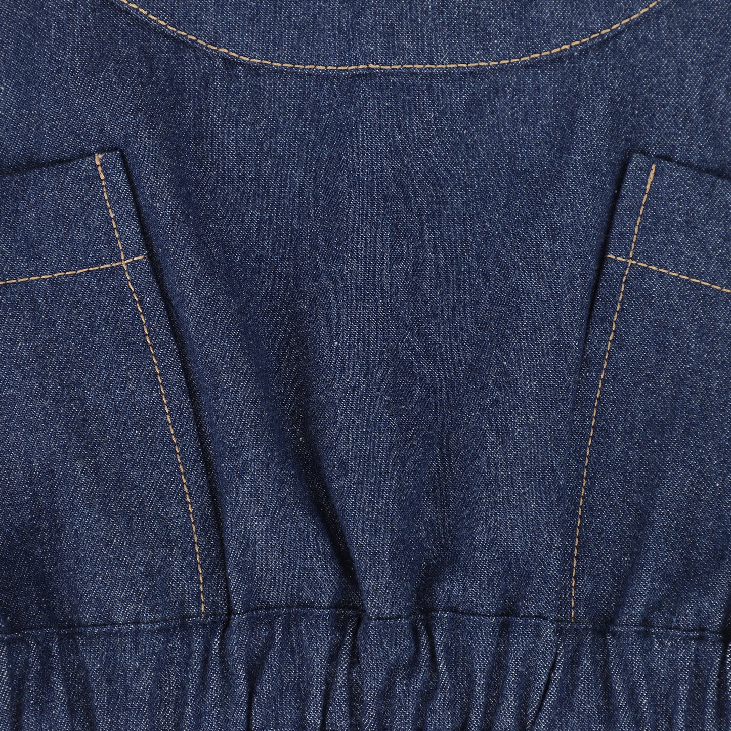 BE FOR ALL BLUE DENIM POCKET TOP