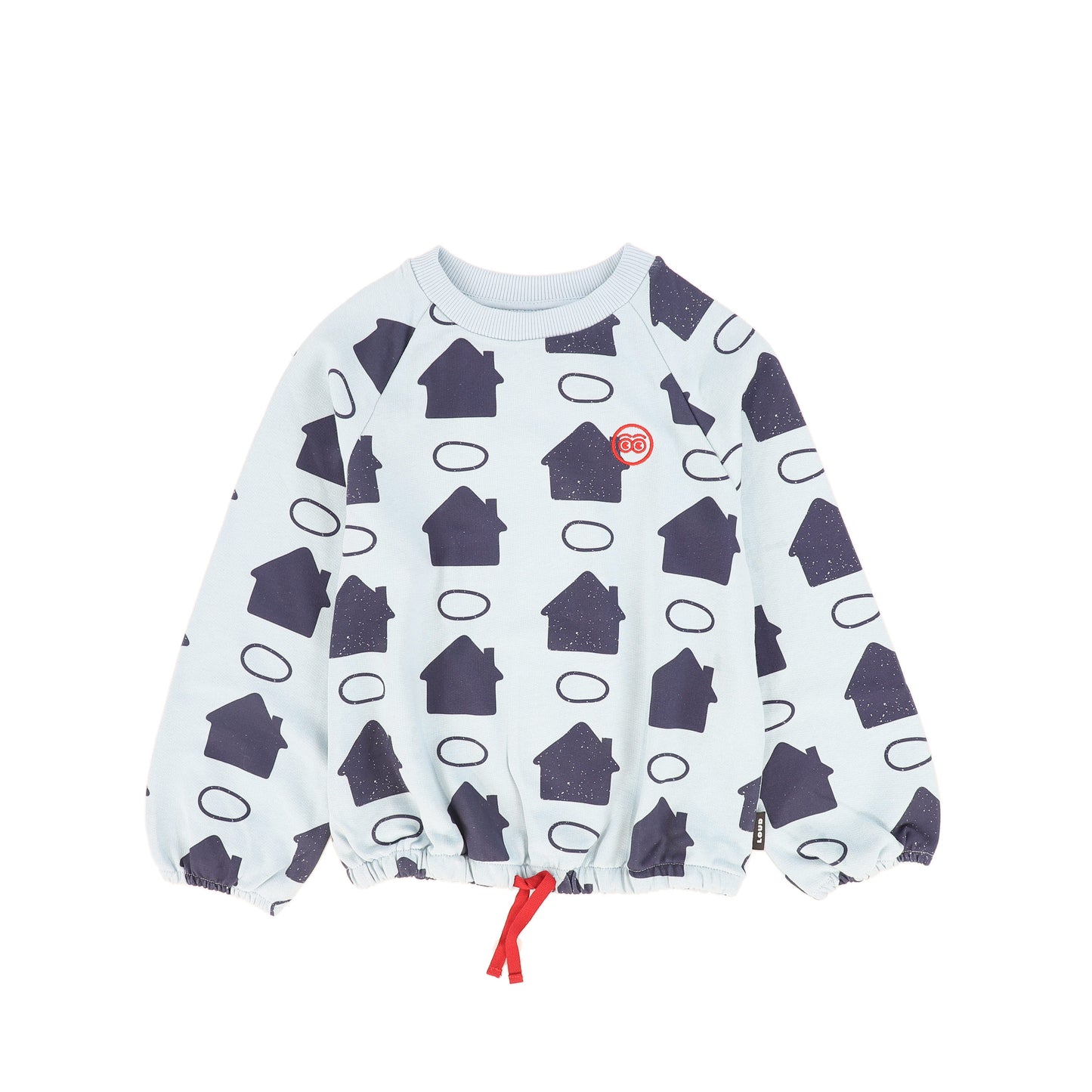 LOUD LIGHT BLUE HOUSE PRINT RAGLAN TOP