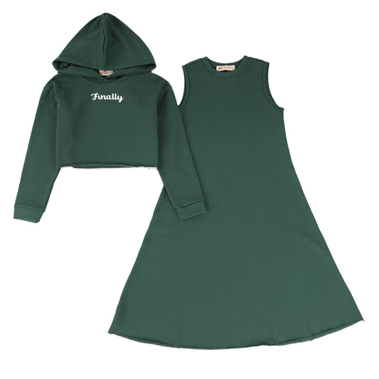 PHIL AND PHOEBE GREEN SWEATSHIRT/DRESS SET