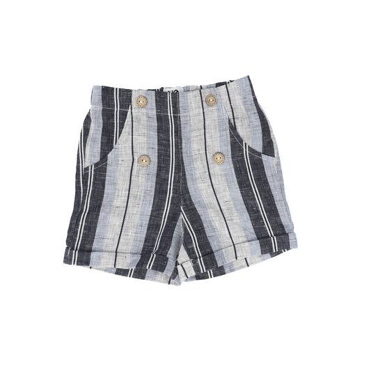 NOMA NAVY STRIPED BUTTON DETAIL SHORTS