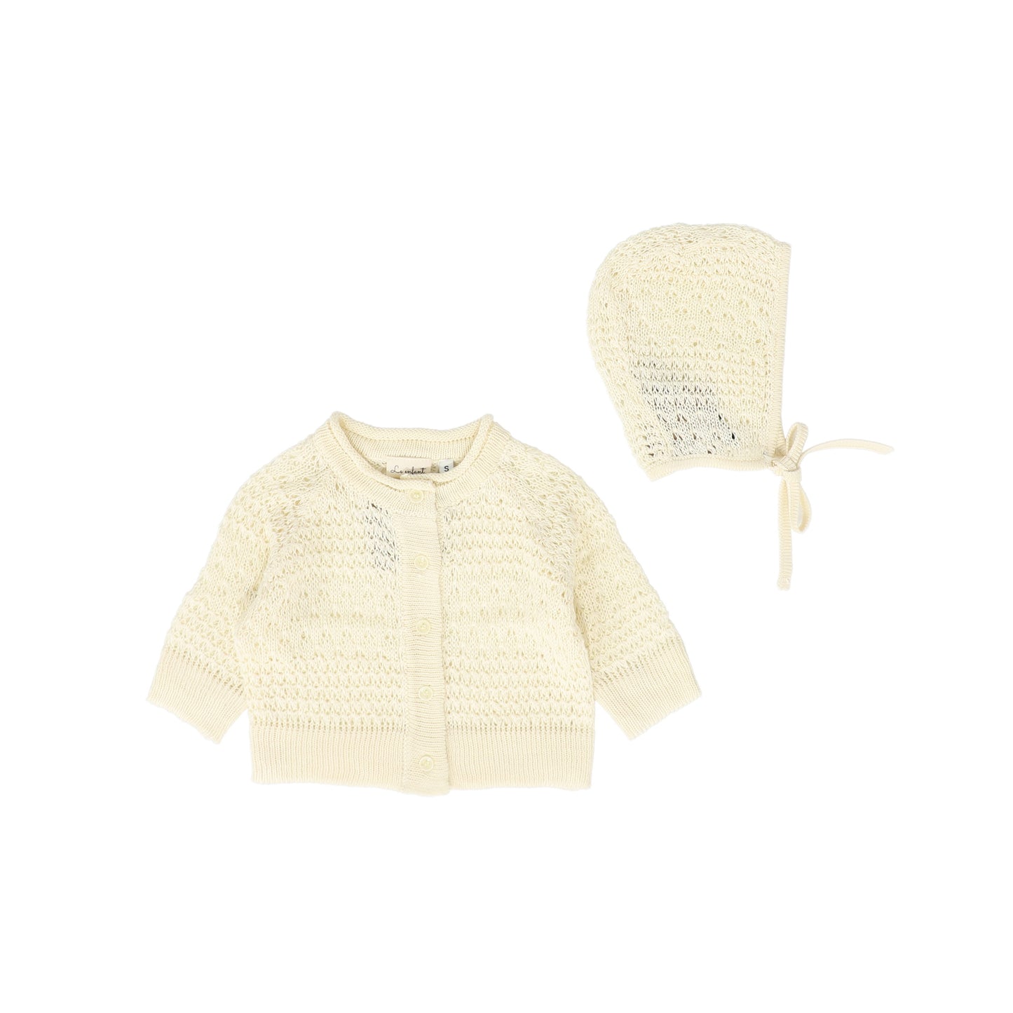 LE ENFANT CREAM OPEN KNIT CARDIGAN SET [FINAL SALE]